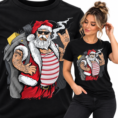 KOSZULKA DAMSKA ŚWIĄTECZNA  TATOO SANTA
